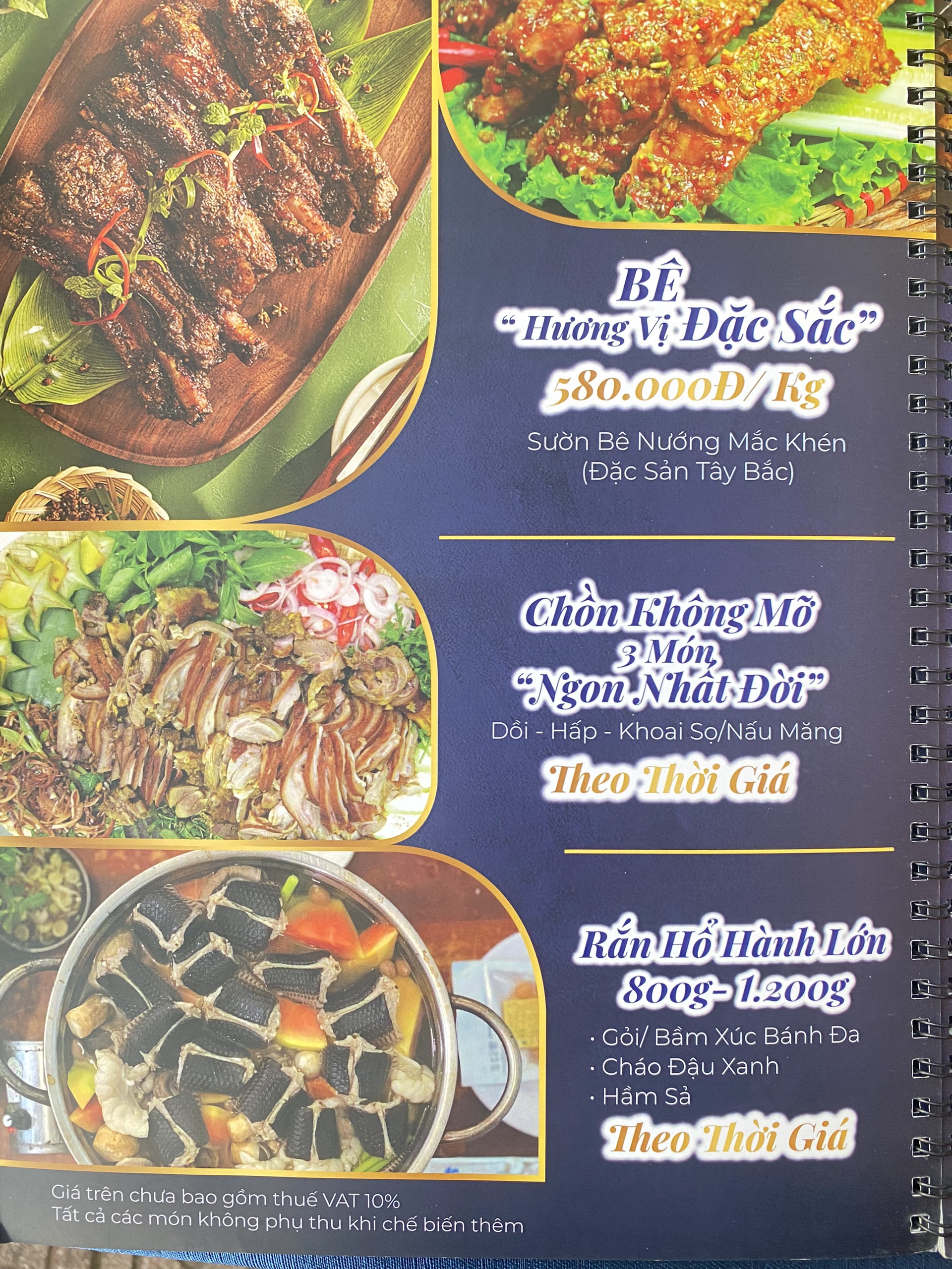 Một vài hình ảnh menu tại Sapphire Center Quận 3 